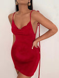 Momyknows Apricot Backless Draped Lace Up Spaghetti Strap Bodycon Photoshoot Party Babyshower Maternity Mini Dress
