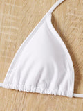 Momyknows White Tassel Bikini Set Halter Neck Irregular Three Piece Beach Vacation Maternity Swimwear Swimsuit