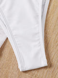 Momyknows White Tassel Bikini Set Halter Neck Irregular Three Piece Beach Vacation Maternity Swimwear Swimsuit