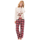 Momyknows Elk Printing Plaid Plus Size Christmas Family Pajamas