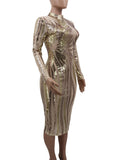 Momyknows Beige Sparkly Sequin Mesh Sheer Back Zipper Bodycon Christmas Evening Photoshoot Gown Maternity Midi Dress