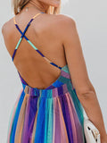 Momyknows Rainbow Plum Colorful Shoulder-Strap Mesh Maternity For BabyShower Maxi Dress